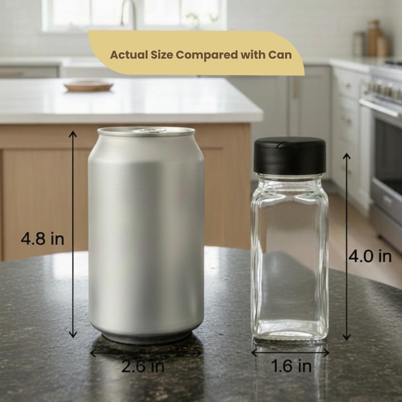 Pride Of India Small Clear Glass Spice Jars w/Dual Sifter Cap | Food Grade BPA Free USA Made | 4 Fluid Ounce Capacity by Pride Of India - Image 3